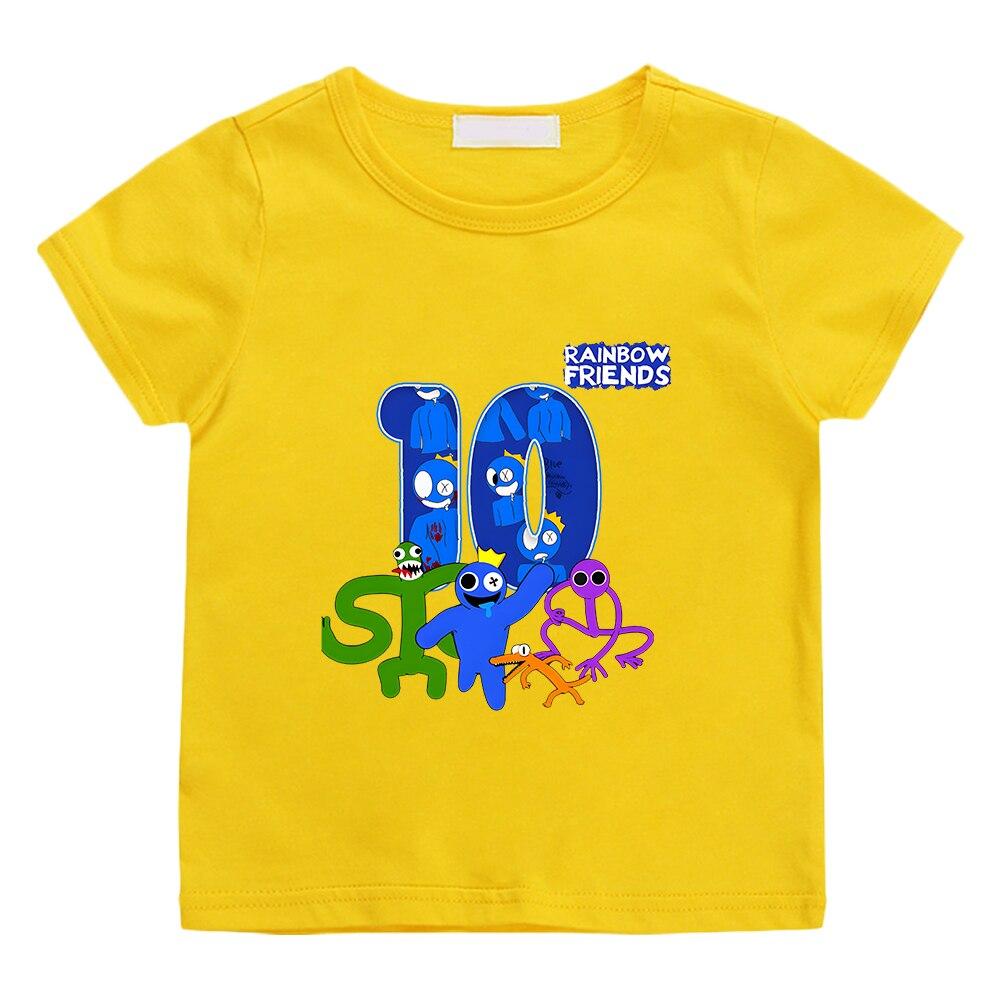 Футболка Rainbow Friends Happy Birthday 10 Ten, 100% хлопок, футболка с мультяшным рисунком, детская футболка с короткими рукавами для мальчиков и девочек, мягкая