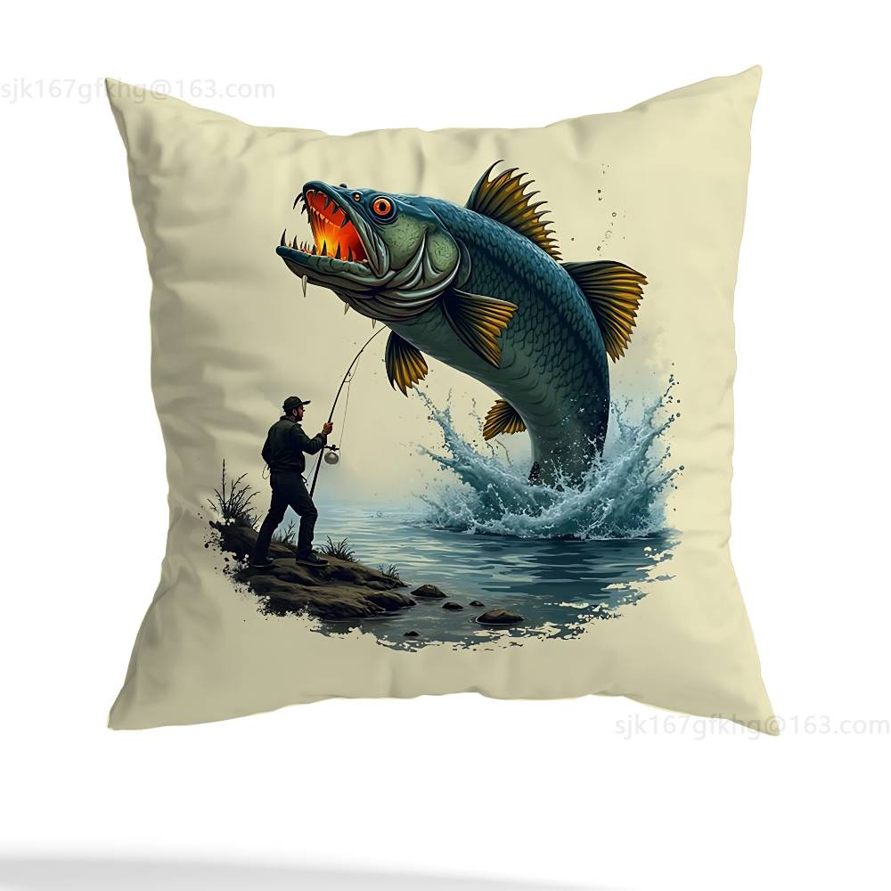 Fishing Master Pillow Case Anti-dustmite Pillowcase Invisible zipper silky short plush Sofa cushion cover
