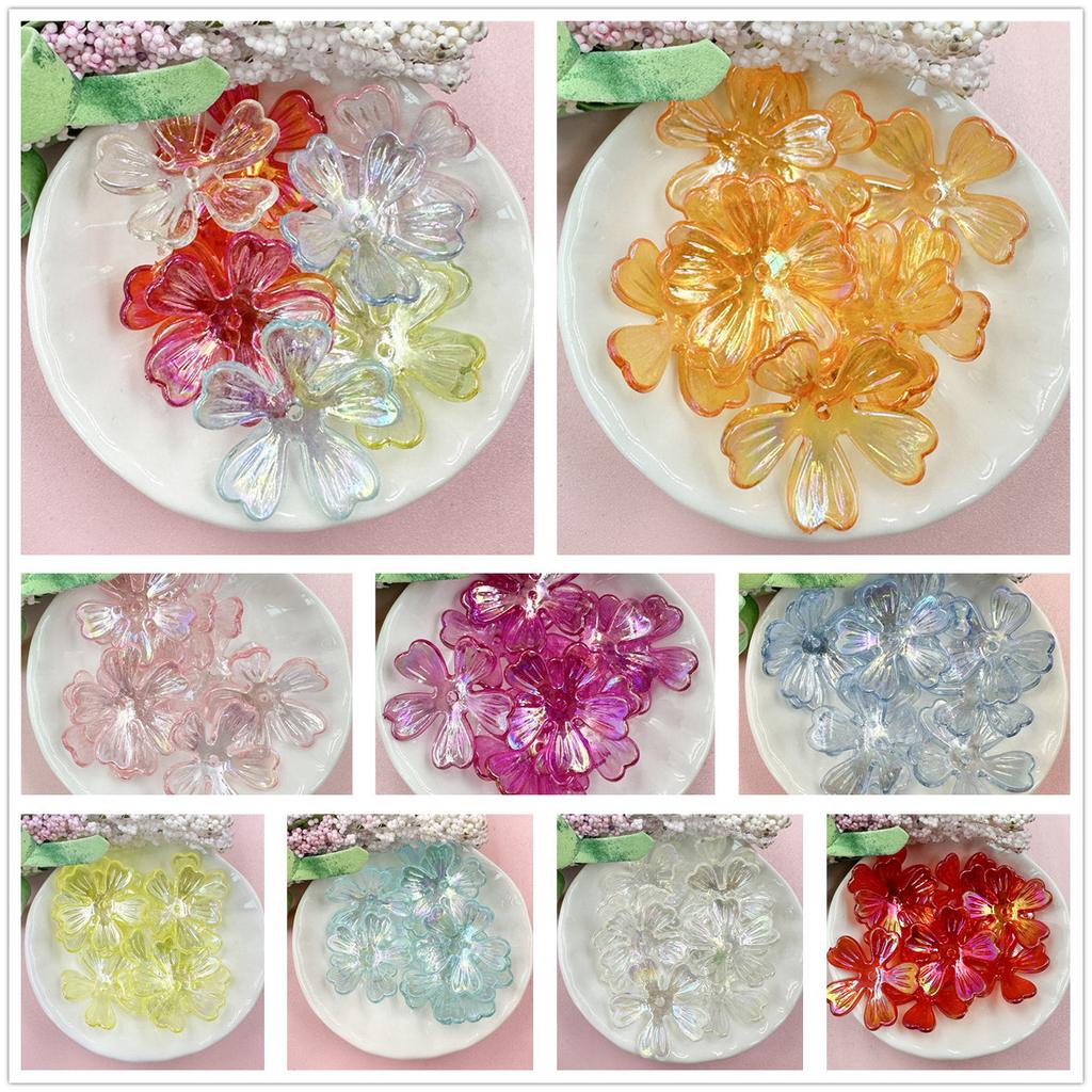 Hanmade Beads Necklace Pendant DIY Beads Acrylic Flower Beads 10Pcs 26.5mm Bead Jewelry Making