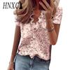 Women's Fashion Casual Summer Solid Color Print Short Sleeve V-Neck Blouses & Shirts