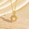 Vintage Square Zircon Necklace Women Luxury Full Rhinestone Round Geometric Pendant High Grade Long Sweater Chain