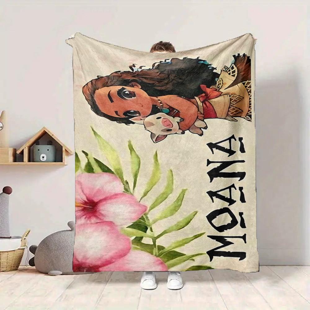 1Pc Adventure Awaits Moana Flannel Blanket, Soft And Comfortable, Casual Warm, Camping Travel, Christmas, Halloween Xmas Gift Ey12