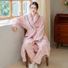 Ночная рубашка женская пижама мужская домашняя одежда осень-зима длинная коралловая бархатная плюшевая толстая парная банная рубашка фланель теплая одежда для сна