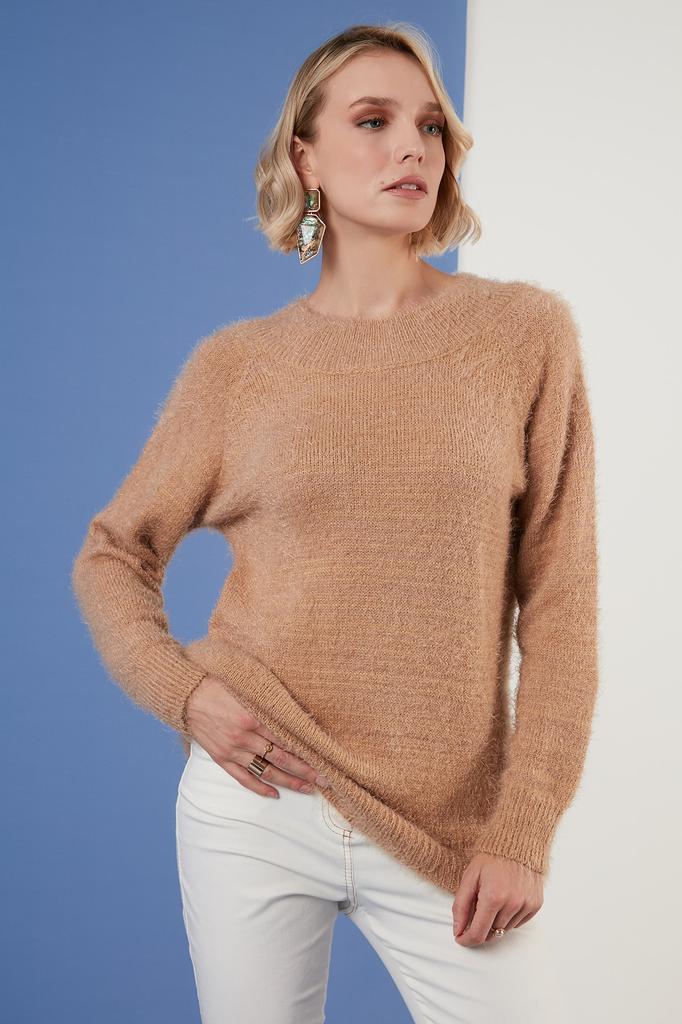 Women's Fashion Pullover Long Sleeve Sweaters Autumn and Winter Casual Knitted Top T-shirt One Size SL