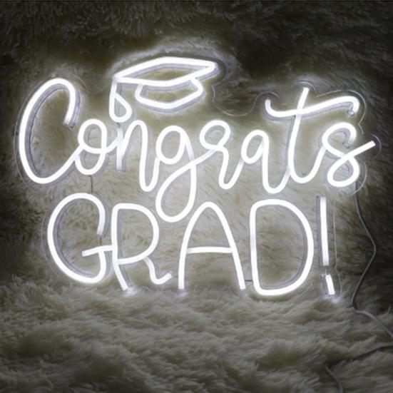 Светодиодная неоновая вывеска Congrat Grad, не мерцает, яркость регулируется, питание от USB, ночник Congrat Graduation Sign