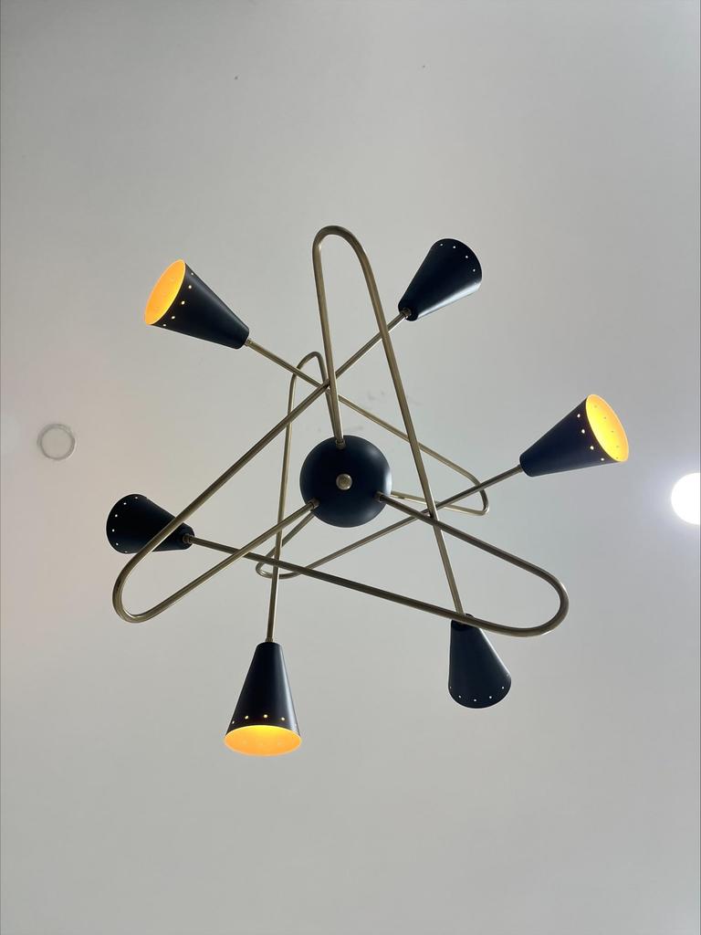 Stilnovo Style 6 Lights Shade Sputnik Chandelier Modern Ceiling Light Fixture