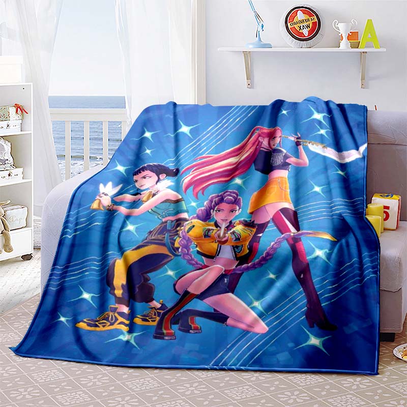 K-Pop-Demon-Hunters Blanket Hot Anime Flannel Blanket Fan Gift Suitable for Home Leisure Camping Travel Multifunctional Blanket1