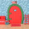 Dollhouse Miniature Wooden Red Fairy Tooth Elf Gnome Tiny Door Mini Red Christmas Door Mini Elf Door Decorative Scene Props