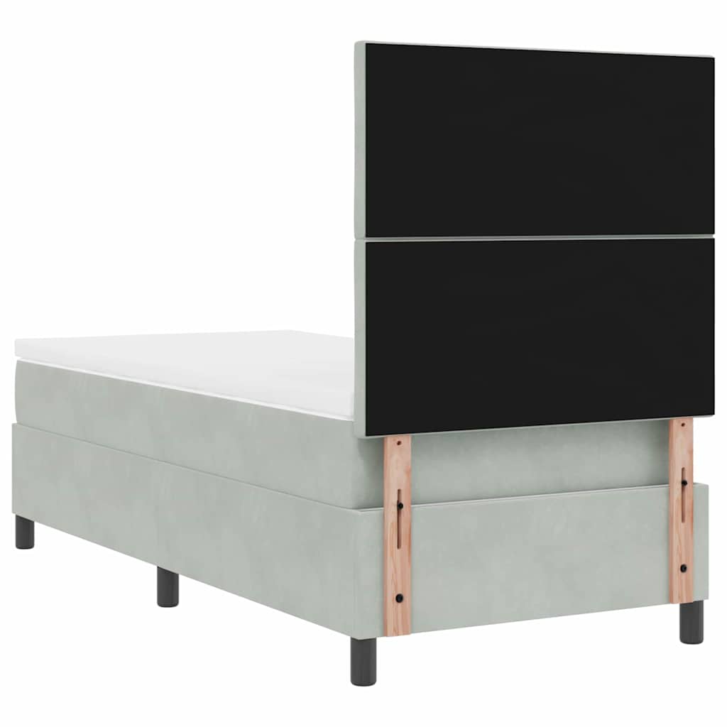 LED Boxspring Bed with Headboard Light Gray 100 x 200 cm Velvet