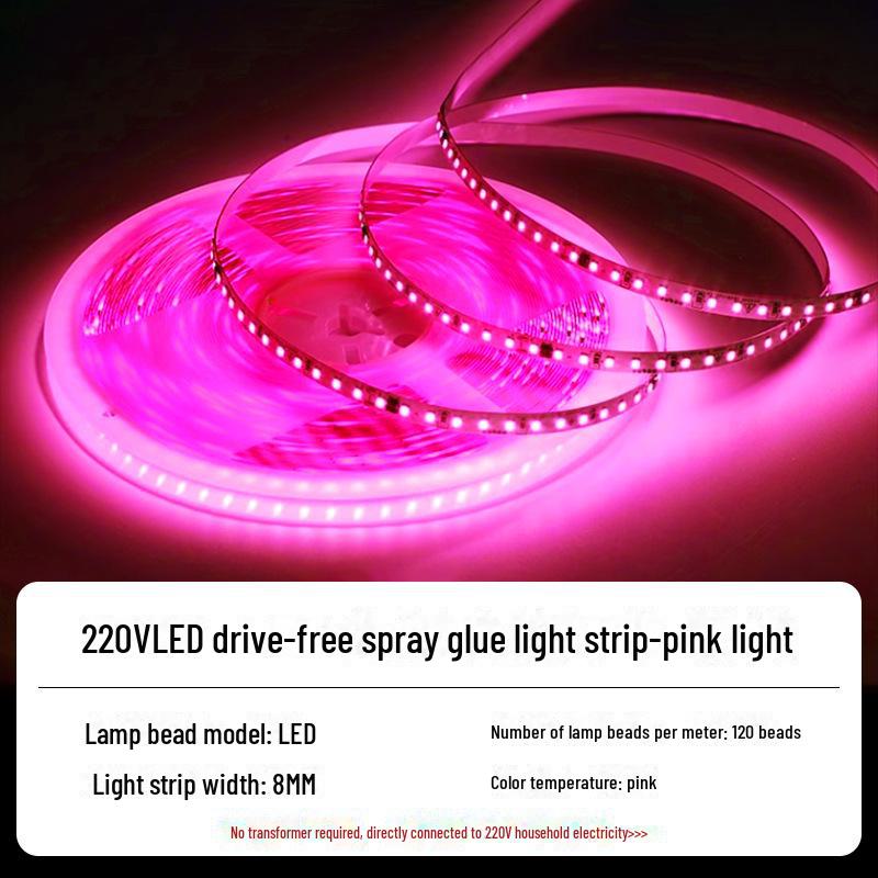 220V LED Self-Adhesive Linear Light Strip, 2835 Soft Light for Troughs and Counters, Driver-Free.