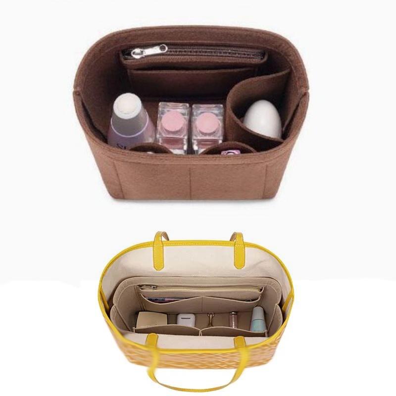 Фетровый вкладыш-органайзер для косметики для сумки-тоут Goyard, косметички на молнии, внутренний чехол, подходит для роскошных женских сумок