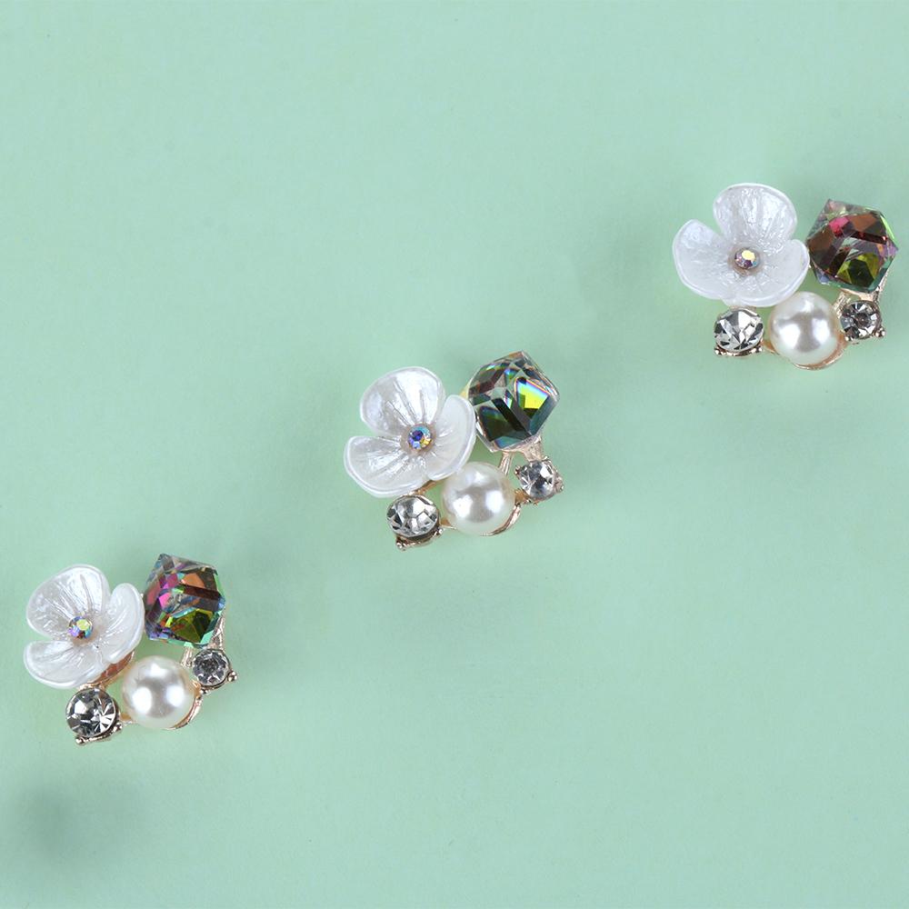 Craft Flatback Plating Rhinestone Button Pearl Buttons Flower Buckle Apparel Sewing
