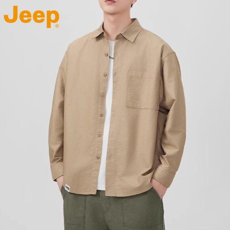 JEEP Men's Loose-Fit Pure Cotton Long-Sleeve Shirt