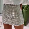 Summer New Solid Slim Fit Sexy Skirt Women Grid Sequin Wrap Hip Fashion Mini Skirt for Women Fashion Elegant High Waist Skirts Female 24277