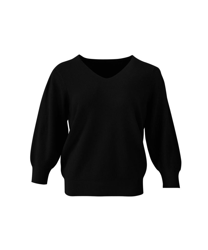 Baseukala Вязаный топ с V-образным вырезом и рукавами 3/4 с воланами (5Colors)