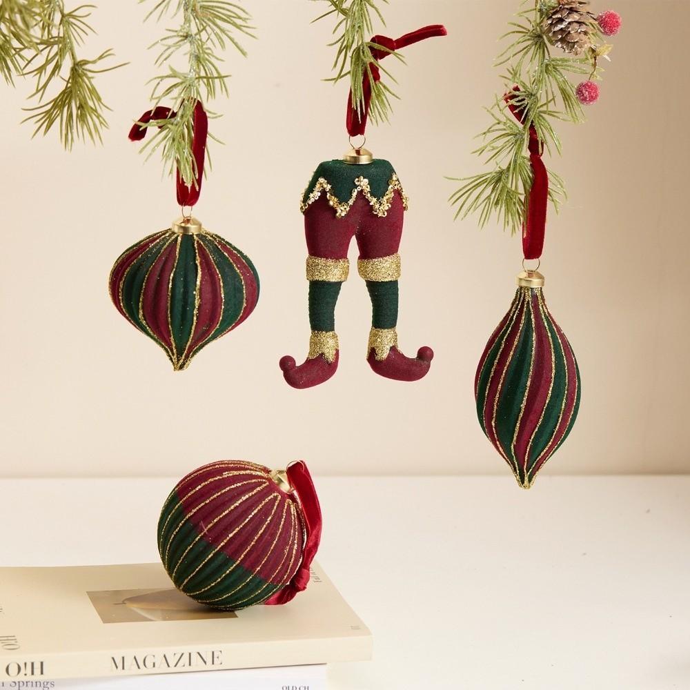 Plush Texture Christmas Ornament Ball Hand-Flocked Hanging Tree Decoration for Christmas Tree