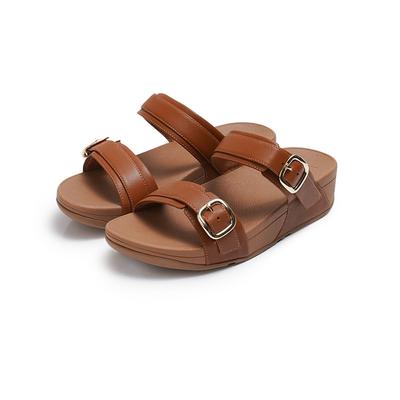 РЕГУЛИРУЕМЫЕ КОЖАНЫЕ ШЛЕПАНЦЫ LULU/ES7-592/Светло-коричневый