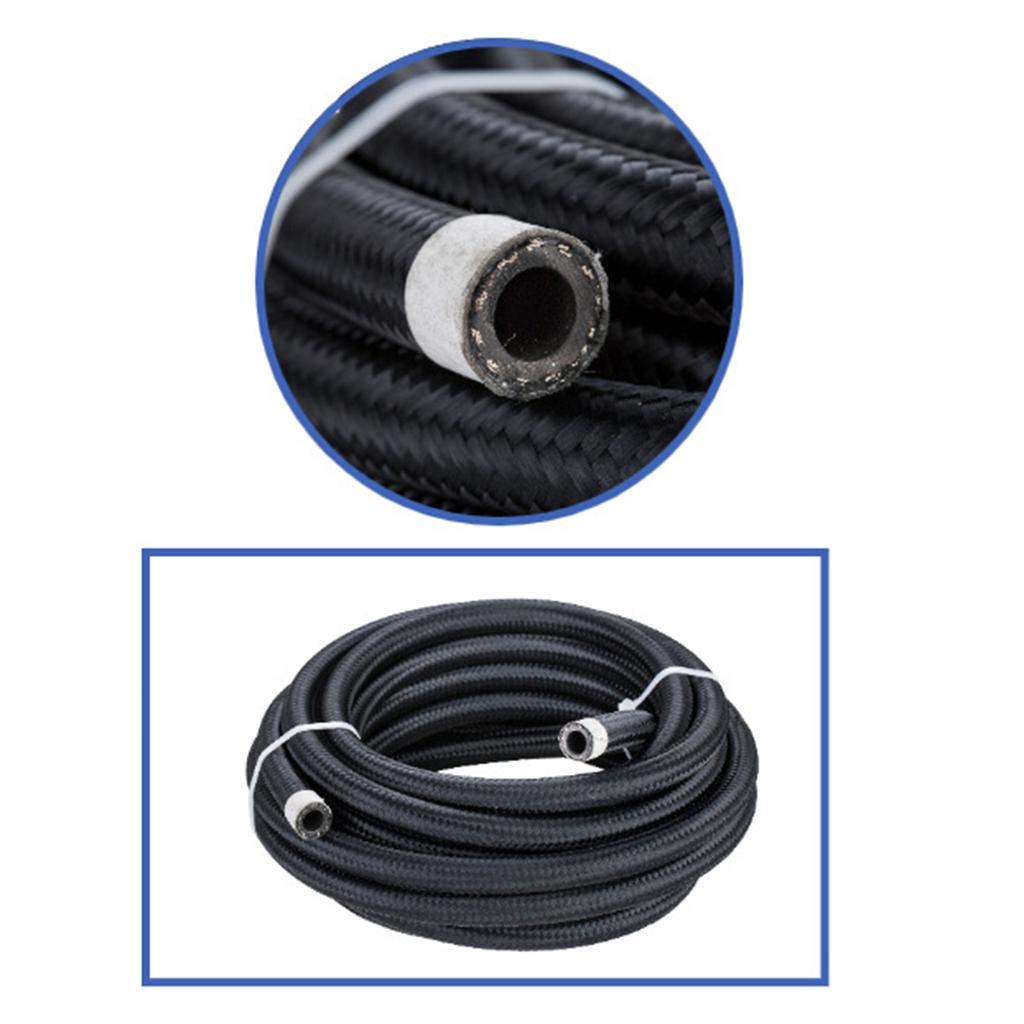 AN4 AN6 AN8 AN10 AN12 Fuel Line Hose,Nylon Braided Fuel Line Hose with Stainless Steel Mesh Reinforce Black