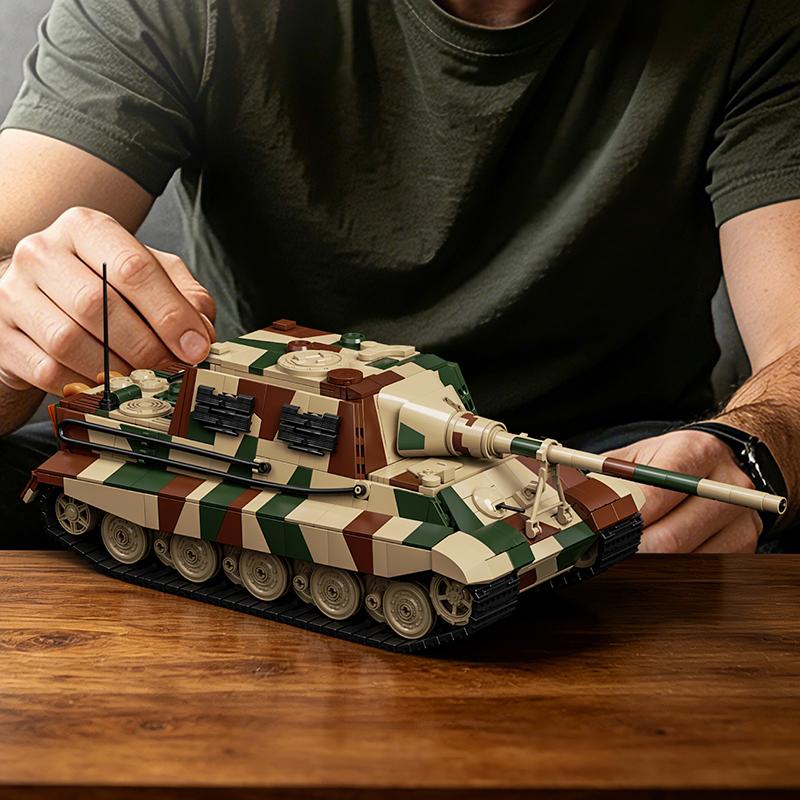 12GO Military JAGDTIGER Tank Model Building Block 97060 Main Battle Tank Vehicle DIY Assembly Bricks Toy for Boys Adult Gifts