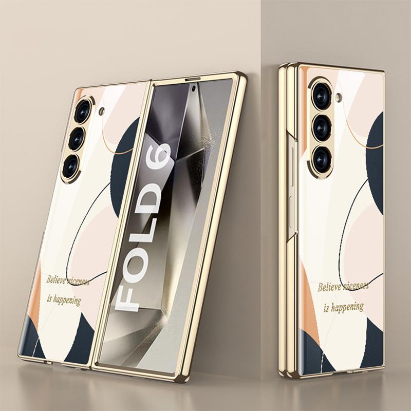 Новый чехол для телефона Samsung Galaxy Zfold6 5g, креативный чехол с HD-рисунком из закаленного стекла, легкий, роскошный, с точными отверстиями, защита от падений