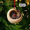 5Pcs Christmas Animal Ornaments 2D Acrylic Cute Wildlife Pendant Raccoon Owl Squirrel Hedgehog Bird Tree Hole Wood Texture Hanging Decorations