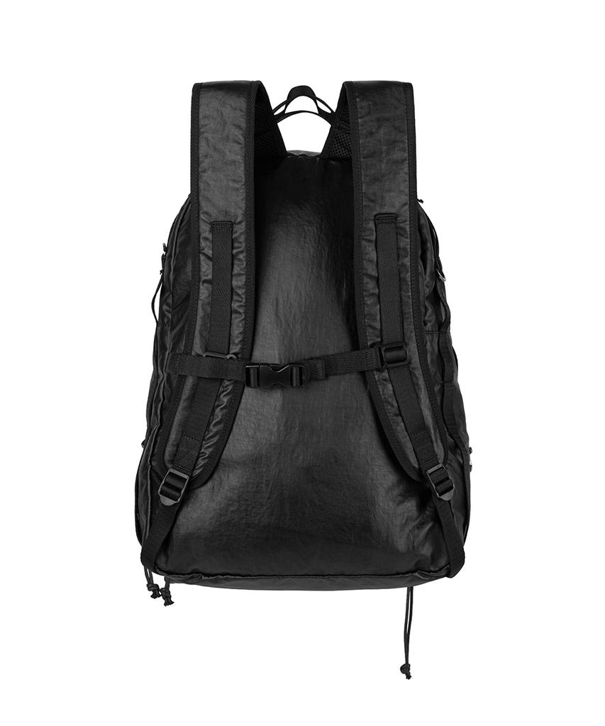 Treemingbird Leather Label Big Coated Backpack [ Black ]
