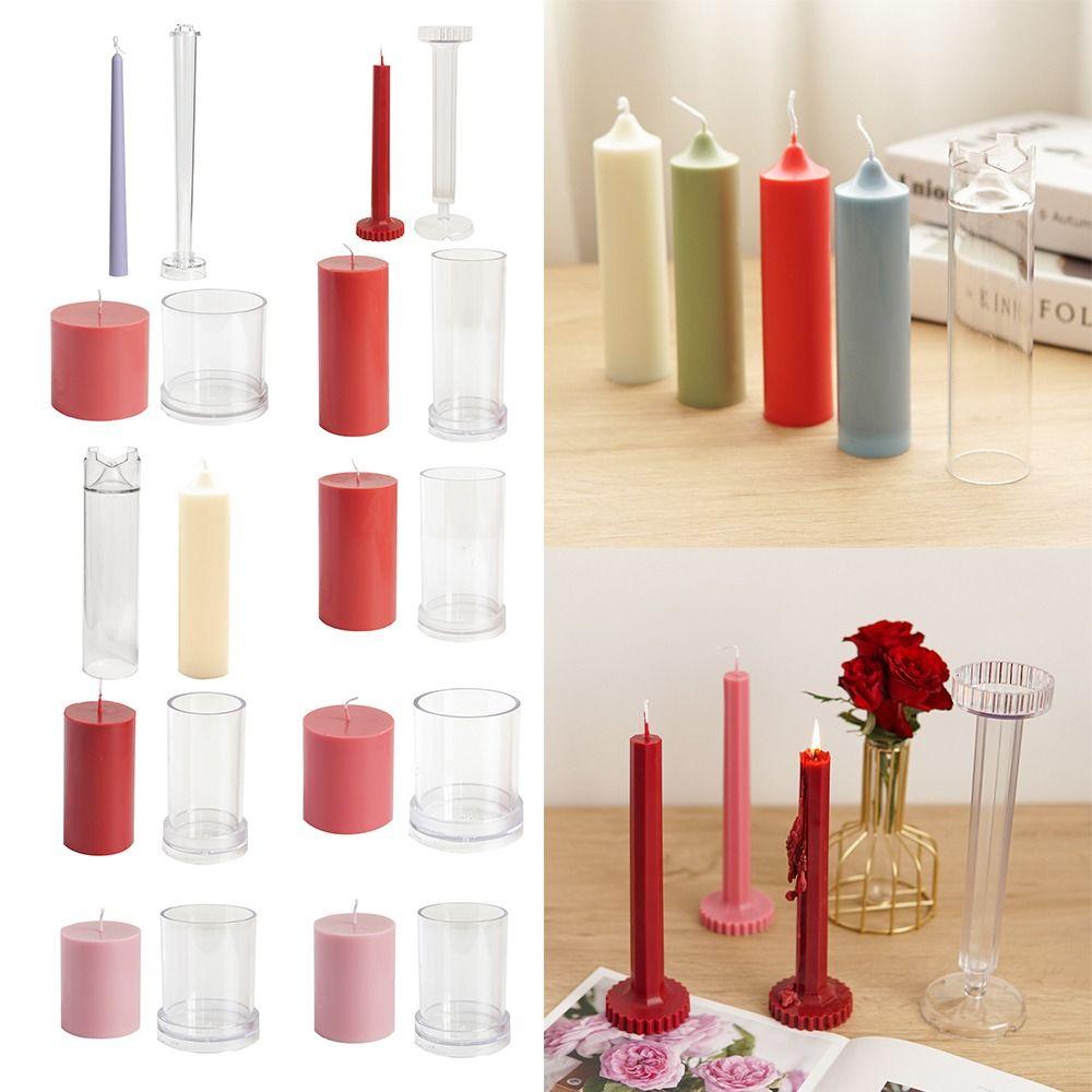 Dinner Party Plastic Handmade Clear Soap Molds Cake Decoration Church Cylindrical Candle Mould