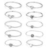 Original 925 Sterling Silver Bracelets Bangles Crystal Ball Love Heart Clasp Beads Charms Moments Bracelet For Women DIY Jewelry
