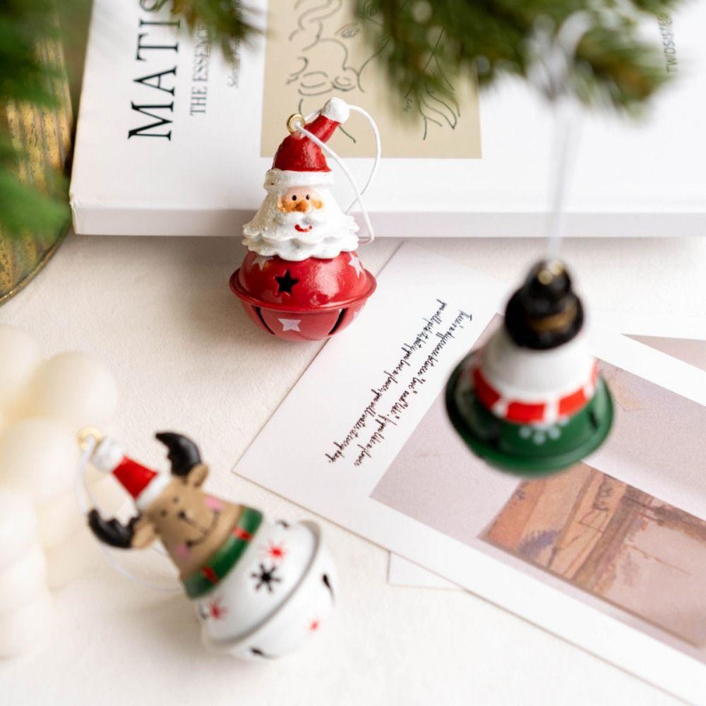 Cute Christmas Santa Bell Pendant Hanging Xmas Tree Ornaments Funny Snowman Bell Pendant New Year