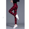 Women Plaid Leggings Girl Slim Cropped Trousers High Elasticity Skinny Casual Pants EMA