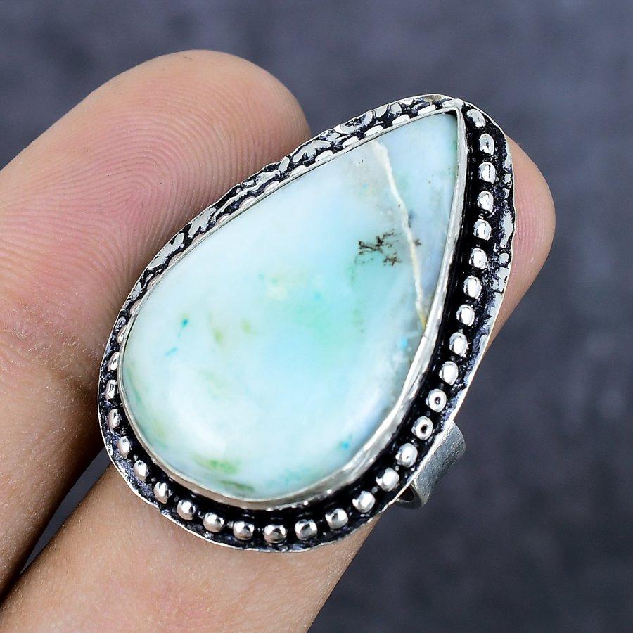 Хризопраз Драгоценный камень Ручная работа 925 Стерлинговое серебро Ювелирное кольцо Размер 8 T5q87