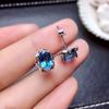 Fashion Oval Cut Blue Stone Aqua Stud Earrings for Women Lady Girls Engagement Wedding Bridal Jewelry Gift