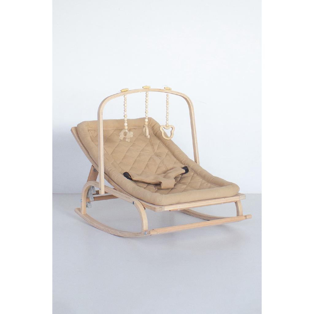 Рюкзак-кенгуру со ступенькой из натурального дерева - бежевый