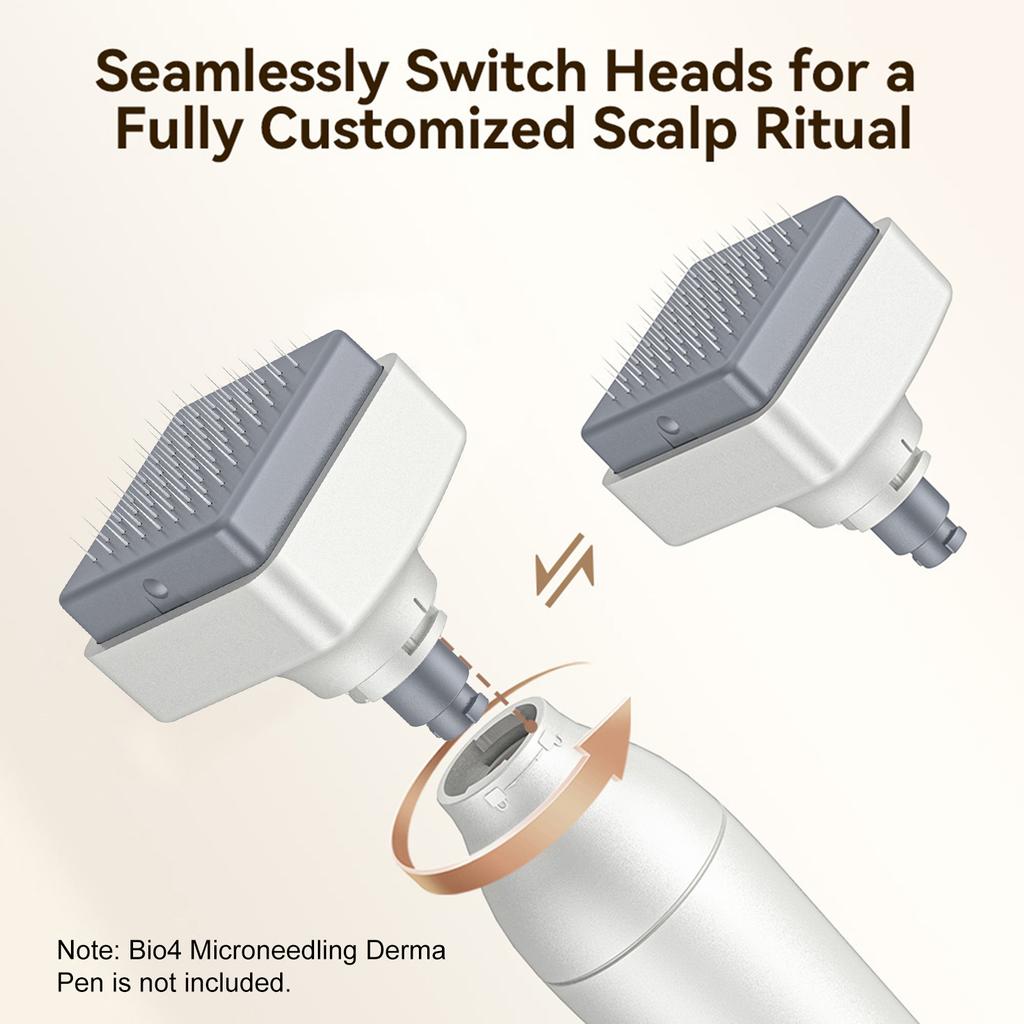 64-Needle Head Fit for Bio4 Microneedling Derma Pen, Microneedling Replacement Head,   Needle Depth (0-3.0mm), At-Home Scalp Care for Thinnin