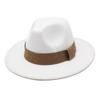 Модный блогер в коричневой шерстяной шляпе Jazz Hat Vintage Big Brim Felt Top Hat