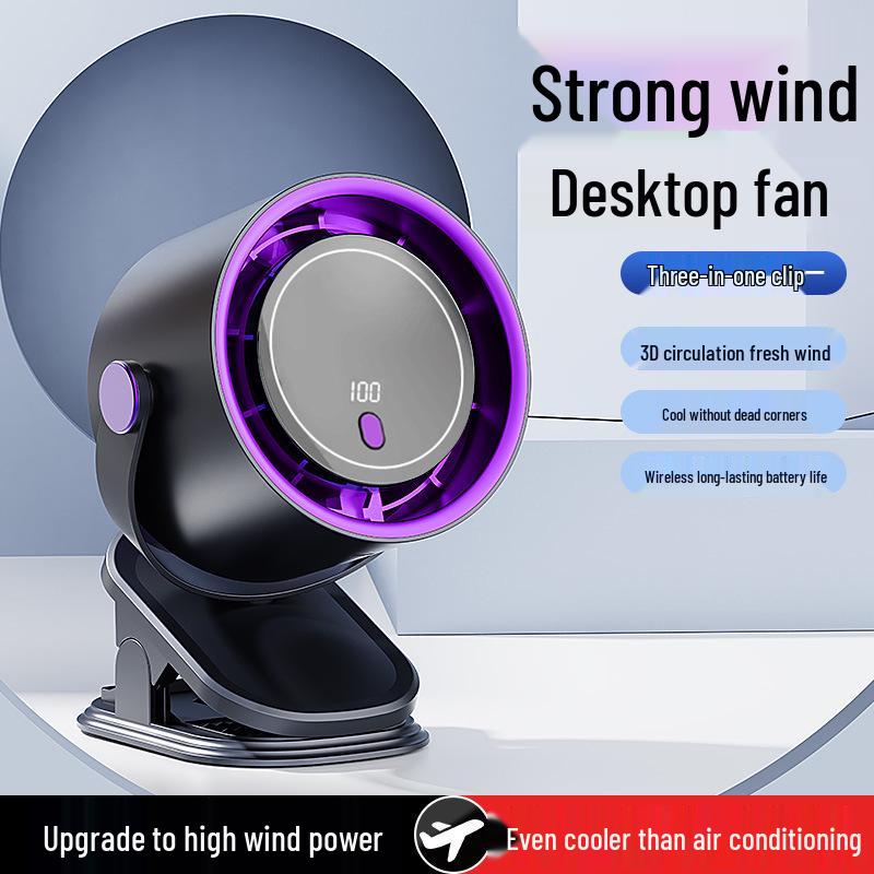 Wall-Mounted Digital Clip Fan with Timer, 100 Speed Settings, USB, Desktop and Household Use