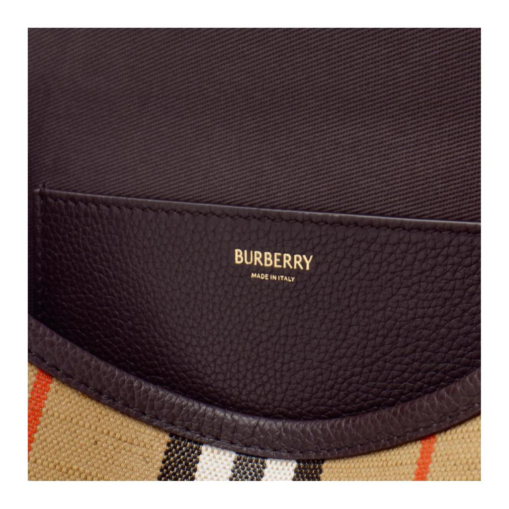 Burberry Highlands Check Jacquard Woven Saddle Bag Women Shoulder Bag Beige 81121601