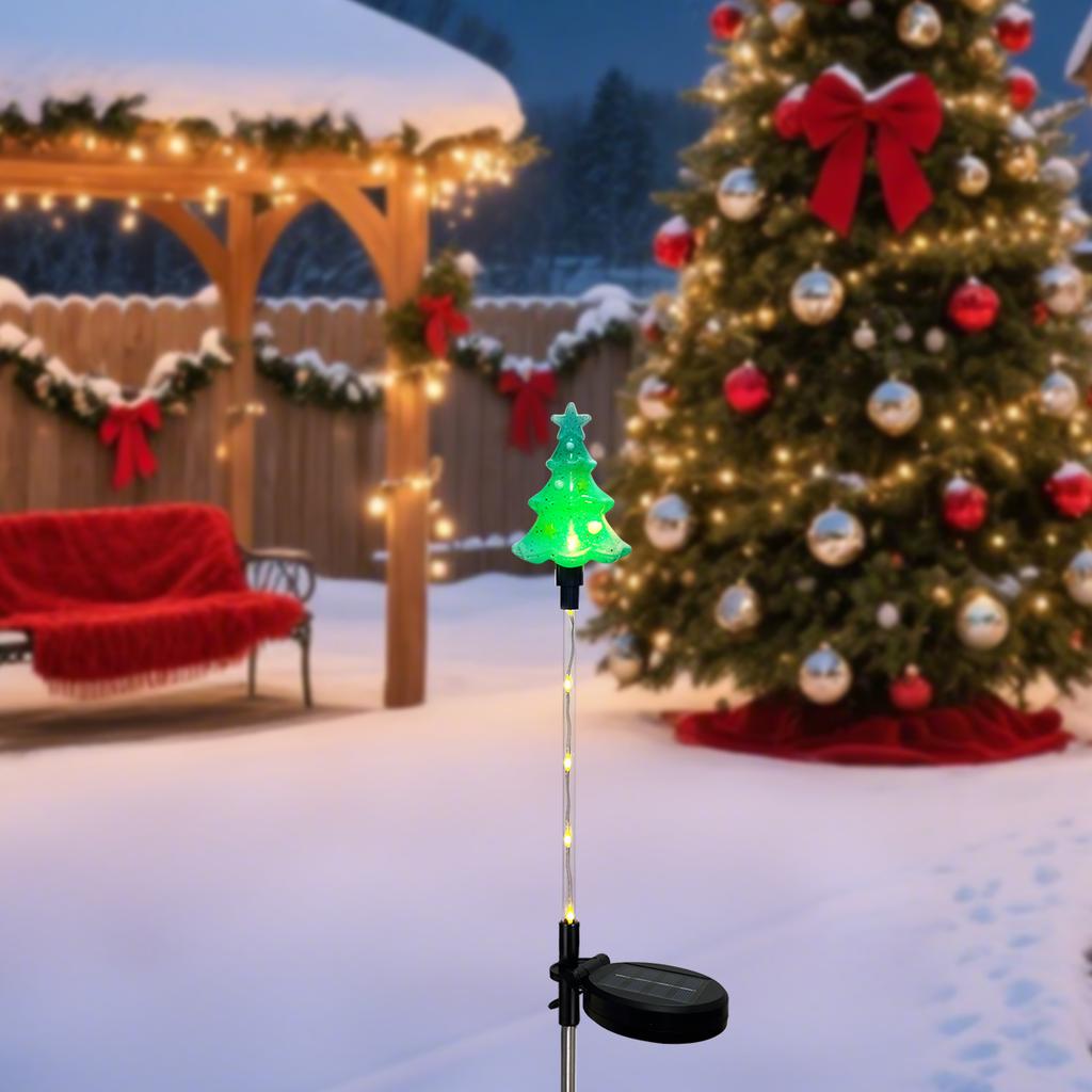 Рождественские солнечные садовые колышки в виде Санта-Клауса, лося и рождественской елки с 8 режимами освещения для наружного праздничного декора газона к Рождеству