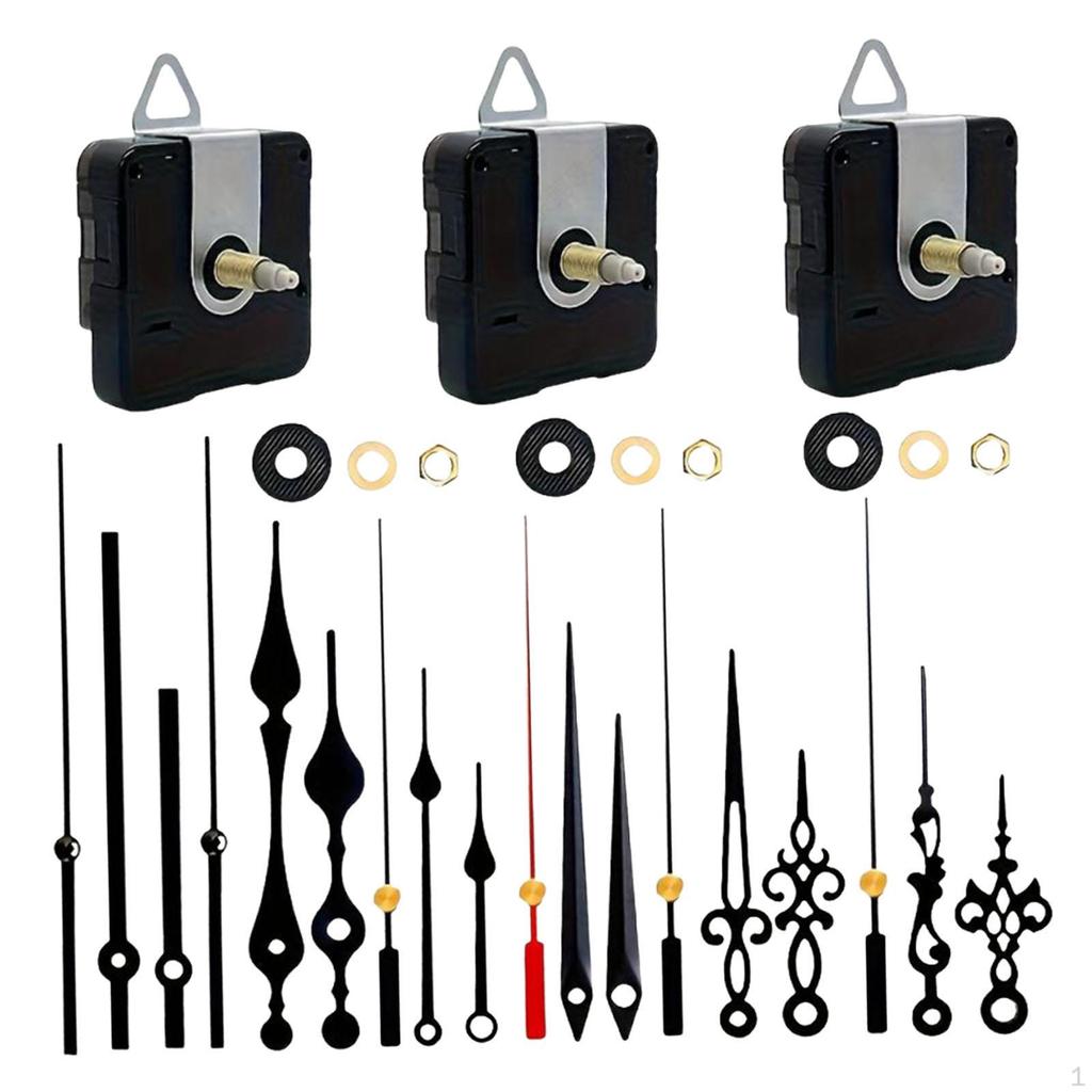 3 Pieces Clock Mechanism Kit, Wall Mechanisms for Craft Clocks 3D Embroidery DIY Crafts