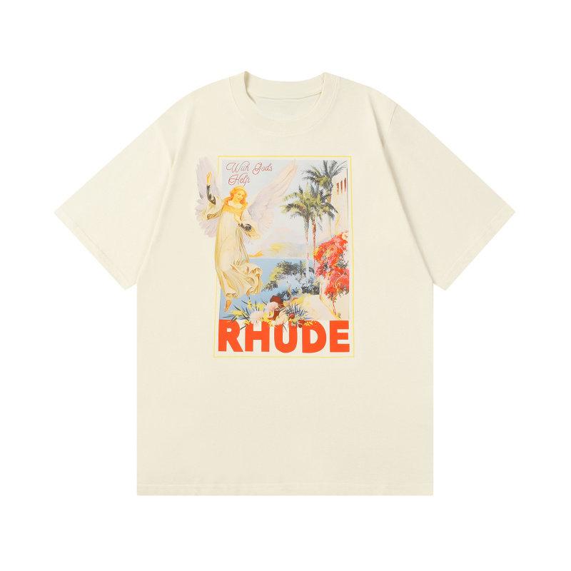 2026 Top Trendy Brand Rh American Ude High Street Logo Print Summer New Vintage Round Neck ShortSleeved TShirt Unisex And Unisex