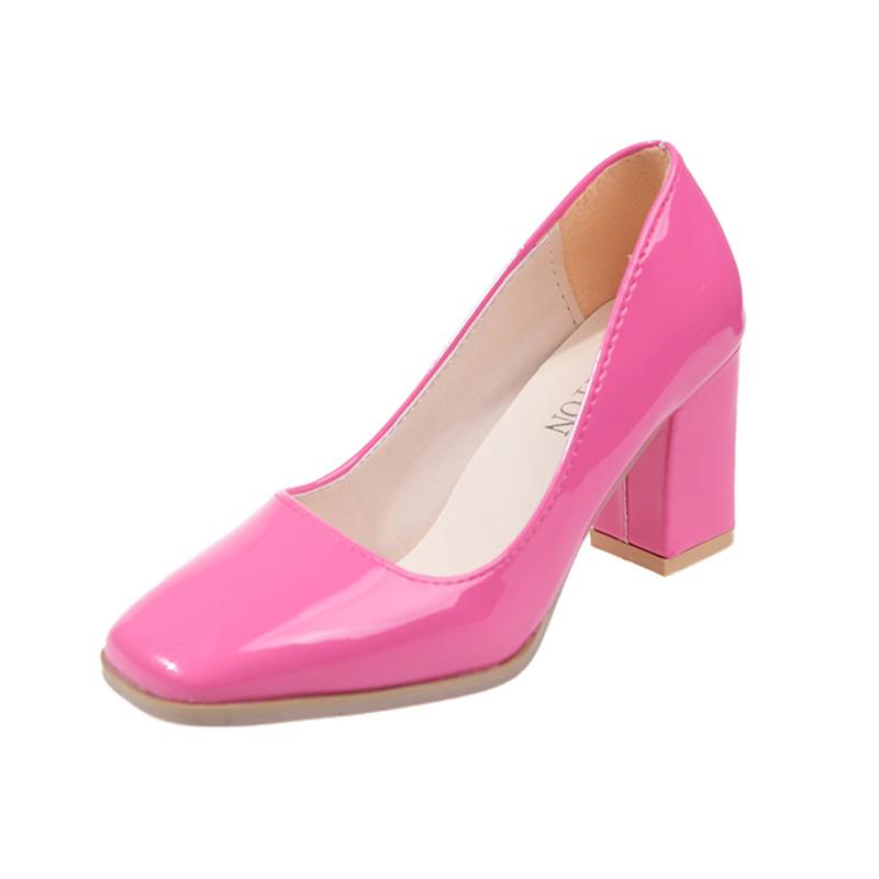 Shallow Chunky Women Shoes Square Toe High Heels Fashion Sexy Leather Pumps 2025 Trend Designer Dress Winter Mujer Zapatillas