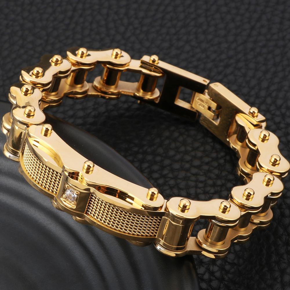 Байкерские украшения, потертый вид, велосипедная цепь, мужские браслеты, винтажный черный, нержавеющая сталь, мотоцикл, велосипедная одежда, браслет CZ для мужчин