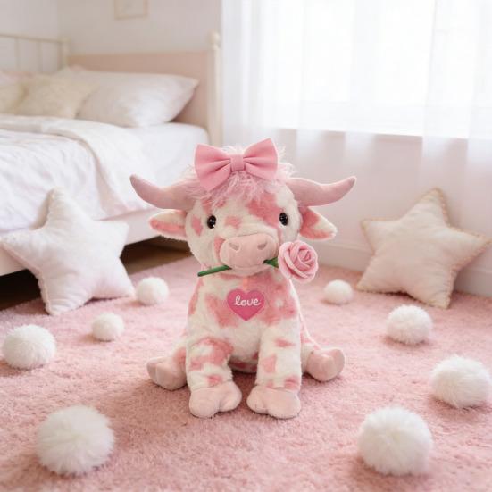 Плюшевая игрушка, мягкая игрушка, реалистичный дизайн шотландской высокогорной коровы, мягкий плюшевый декор