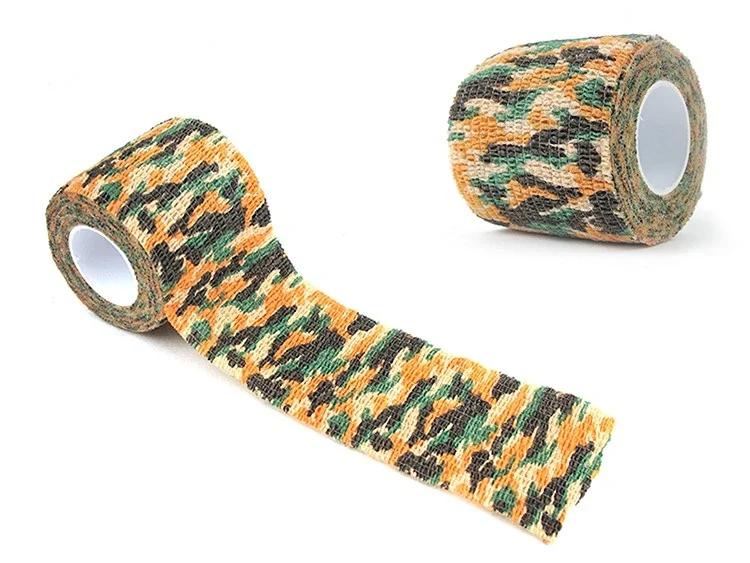 Self-Adhesive Protective Tape Wrap Tactical Camo Multi-Functional Non-Woven Fabric Stealth Tape Stretch Bandage Outdoor Hunting