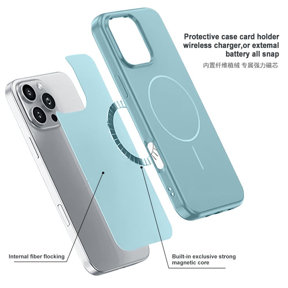 Suitable for Apple 16PM Fine Magnetic Ring 15Pro Silicone Glossy Case 14pm Solid Color Full Cover 13 Liquid Protective Case