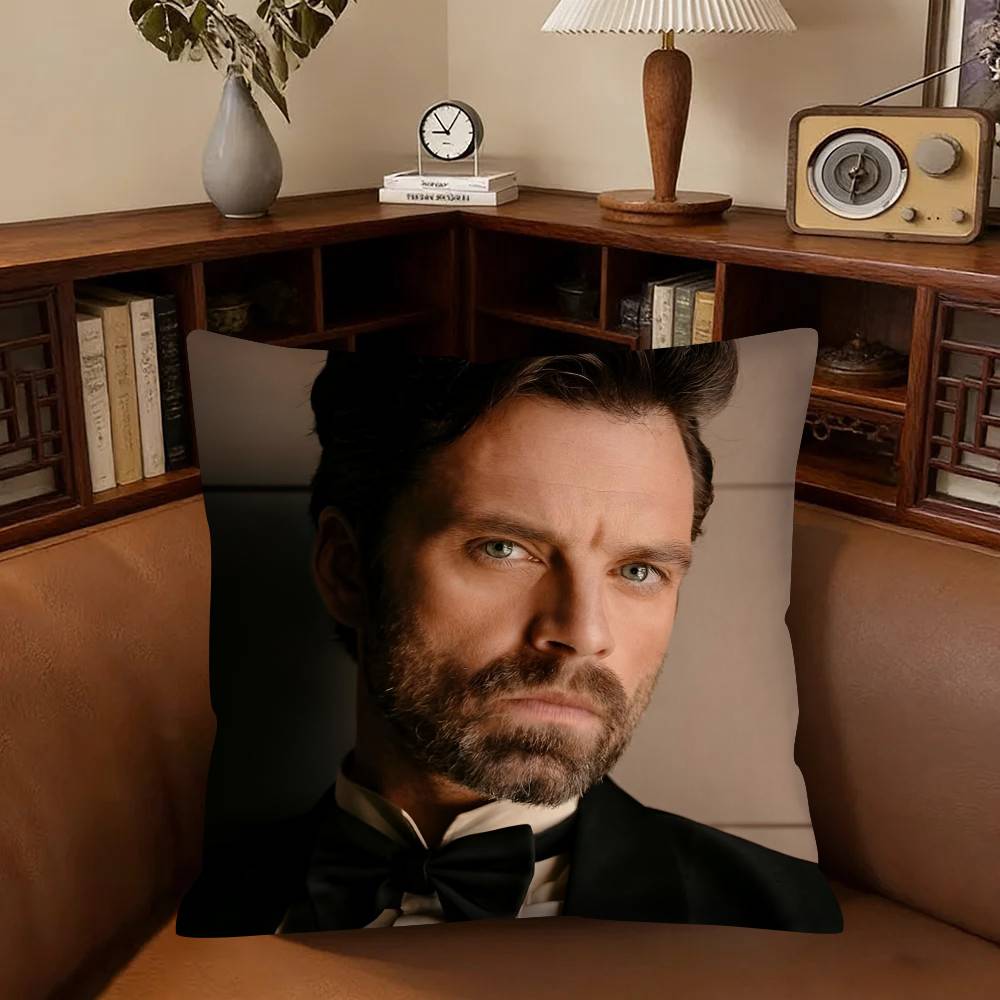 Actor SSebastian Stan Pillow Case Fashion Square Pillowcase Bedroom Sofa Room Ins Decoration Leisure