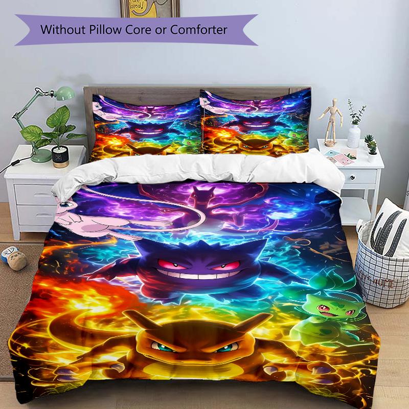 3pcs Pokémon, Charmander Bedding Set. Soft and Comfortable with No Core Included (1x Duvet Cover + 2x Pillow Covers) yy251010221