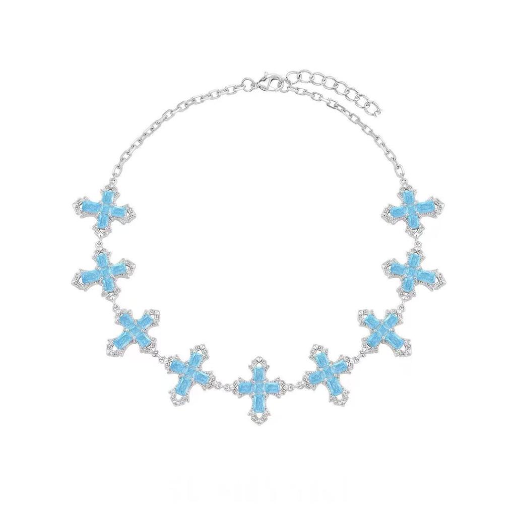 Qimeng series collarbone chain 1011 new zircon cross necklace women's accessories light luxury niche