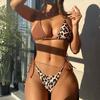 Бикини, сексуальный костюм, леопардовый женский купальник, пляжная одежда