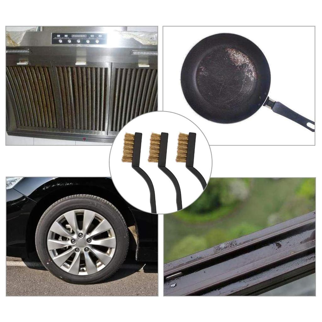 Mini Steel/Nylon/Brass Wire Brush Paint Rust Remover For Industrial Devices Surface Inner Polishing Cleaning Brush 3pcs
